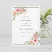 Waterverf Floral Wedding Summer Garden Kaart (Staand voorkant)