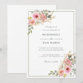 Waterverf Floral Wedding Summer Garden Kaart (Voorkant / Achterkant)