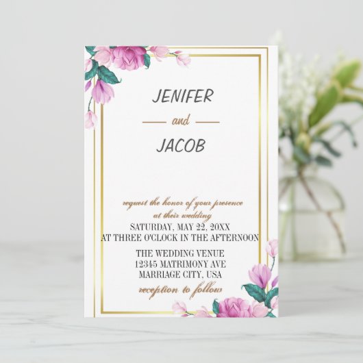 Waterverf Floral Wedding Summer Garden Kaart (Staand voorkant)