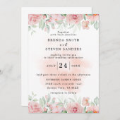 Waterverf Floral Wedding Summer Garden Kaart (Voorkant / Achterkant)