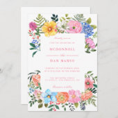 Waterverf Floral Wedding Summer Garden Kaart (Voorkant / Achterkant)