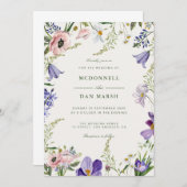 Waterverf Floral Wedding Summer Garden Kaart (Voorkant / Achterkant)