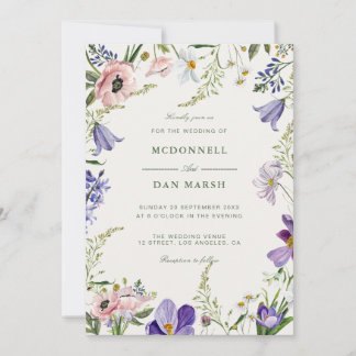Waterverf Floral Wedding Summer Garden Kaart
