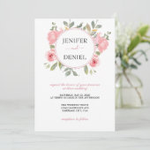 Waterverf Floral Wedding Summer Garden Kaart (Staand voorkant)