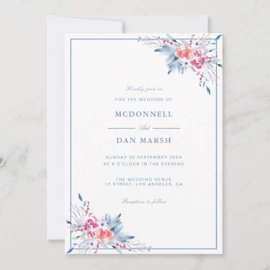 Waterverf Floral Wedding Summer Garden Kaart (Voorkant)