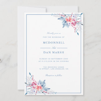Waterverf Floral Wedding Summer Garden Kaart