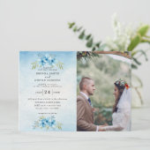 Waterverf Floral Wedding Summer Garden Kaart (Staand voorkant)