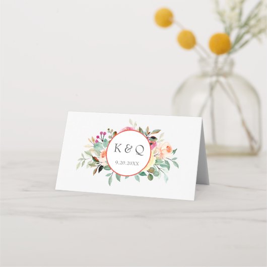 Waterverf Floral Wedding Summer Garden Plaatskaartje (Achterkant)