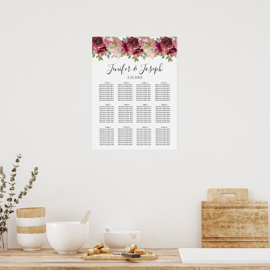 Waterverf Floral Wedding Summer Garden Poster (Keuken)