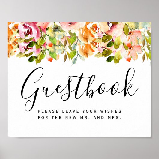 Waterverf Floral Wedding Summer Garden Poster (Voorkant)