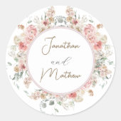 Waterverf Floral Wedding Summer Garden Ronde Sticker (Voorkant)