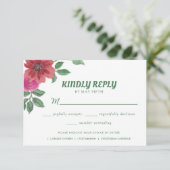 Waterverf Floral Wedding Summer Garden RSVP Kaartje (Staand voorkant)
