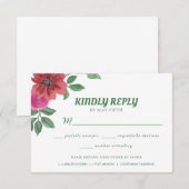 Waterverf Floral Wedding Summer Garden RSVP Kaartje (Voorkant / Achterkant)