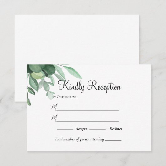 Waterverf Floral Wedding Summer Garden RSVP Kaartje (Voorkant / Achterkant)