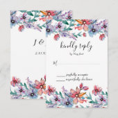 Waterverf Floral Wedding Summer Garden RSVP Kaartje (Voorkant / Achterkant)