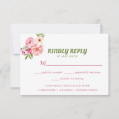 Waterverf Floral Wedding Summer Garden RSVP Kaartje (Voorkant)