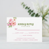 Waterverf Floral Wedding Summer Garden RSVP Kaartje (Staand voorkant)