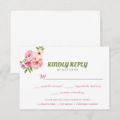 Waterverf Floral Wedding Summer Garden RSVP Kaartje (Voorkant / Achterkant)