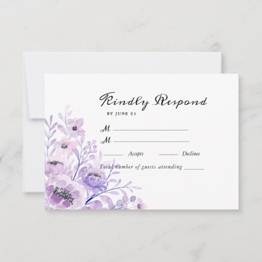 Waterverf Floral Wedding Summer Garden RSVP Kaartje (Voorkant)