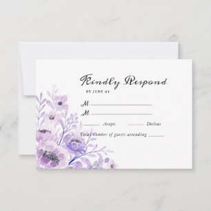 Waterverf Floral Wedding Summer Garden RSVP Kaartje