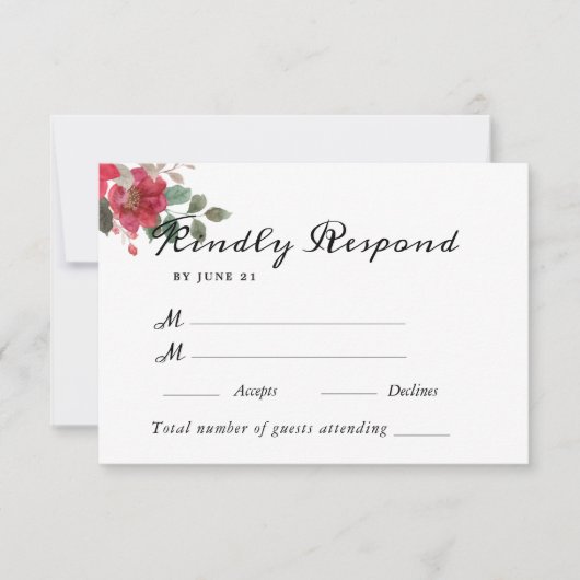 Waterverf Floral Wedding Summer Garden RSVP Kaartje (Voorkant)