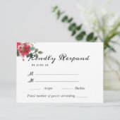 Waterverf Floral Wedding Summer Garden RSVP Kaartje (Staand voorkant)