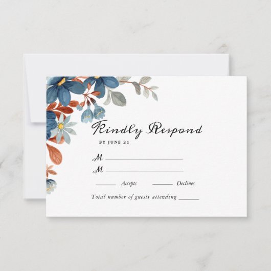 Waterverf Floral Wedding Summer Garden RSVP Kaartje (Voorkant)