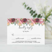 Waterverf Floral Wedding Summer Garden RSVP Kaartje (Staand voorkant)