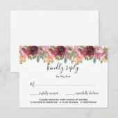 Waterverf Floral Wedding Summer Garden RSVP Kaartje (Voorkant / Achterkant)