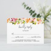 Waterverf Floral Wedding Summer Garden RSVP Kaartje (Staand voorkant)