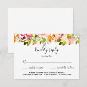 Waterverf Floral Wedding Summer Garden RSVP Kaartje (Voorkant / Achterkant)