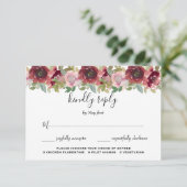 Waterverf Floral Wedding Summer Garden RSVP Kaartje (Staand voorkant)