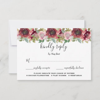 Waterverf Floral Wedding Summer Garden RSVP Kaartje