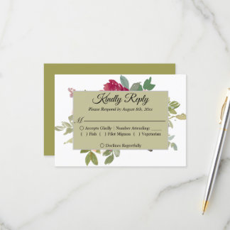 Waterverf Floral Wedding Summer Garden RSVP Kaartje