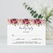 Waterverf Floral Wedding Summer Garden RSVP Kaartje (Staand voorkant)