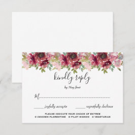 Waterverf Floral Wedding Summer Garden RSVP Kaartje