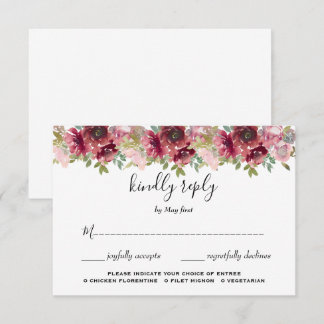 Waterverf Floral Wedding Summer Garden RSVP Kaartje