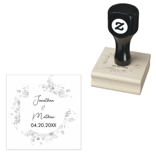 Waterverf Floral Wedding Summer Garden Rubberstempel (Gestempeld)