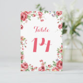 Waterverf Floral Wedding Table Number Kaart (Staand voorkant)