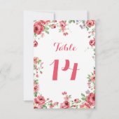 Waterverf Floral Wedding Table Number Kaart (Achterkant)