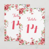 Waterverf Floral Wedding Table Number Kaart (Voorkant / Achterkant)