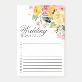 Waterverf Floral Wedding to Do List Post-it® Notes