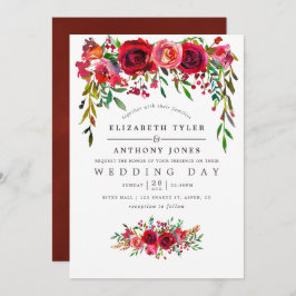 Waterverf Floral Wedding Uitnodiging