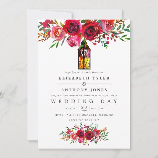 Waterverf Floral Wedding Uitnodiging (Voorkant)