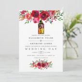 Waterverf Floral Wedding Uitnodiging (Staand voorkant)