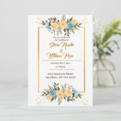 Waterverf Floral Wedding Uitnodiging (Staand voorkant)