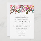 Waterverf Floral Wedding Uitnodiging (Voorkant)