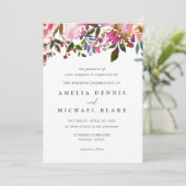 Waterverf Floral Wedding Uitnodiging (Staand voorkant)