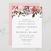 Waterverf Floral Wedding Uitnodiging (Voorkant / Achterkant)