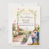 Waterverf Floral Wedding Uitnodiging (Voorkant)